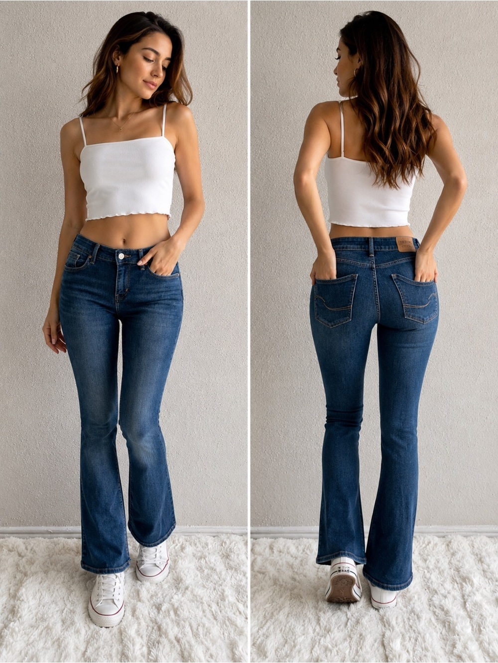 Signature by Levi Strauss Dark Blue High-Rise Flare Jeans
